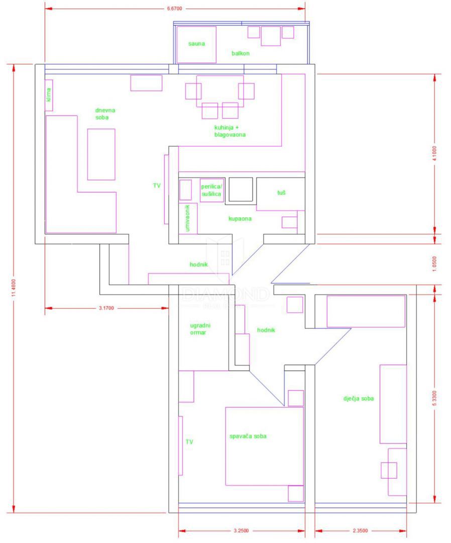 Apartmaj Trešnjevka, Trešnjevka - Nova, 64,43m2