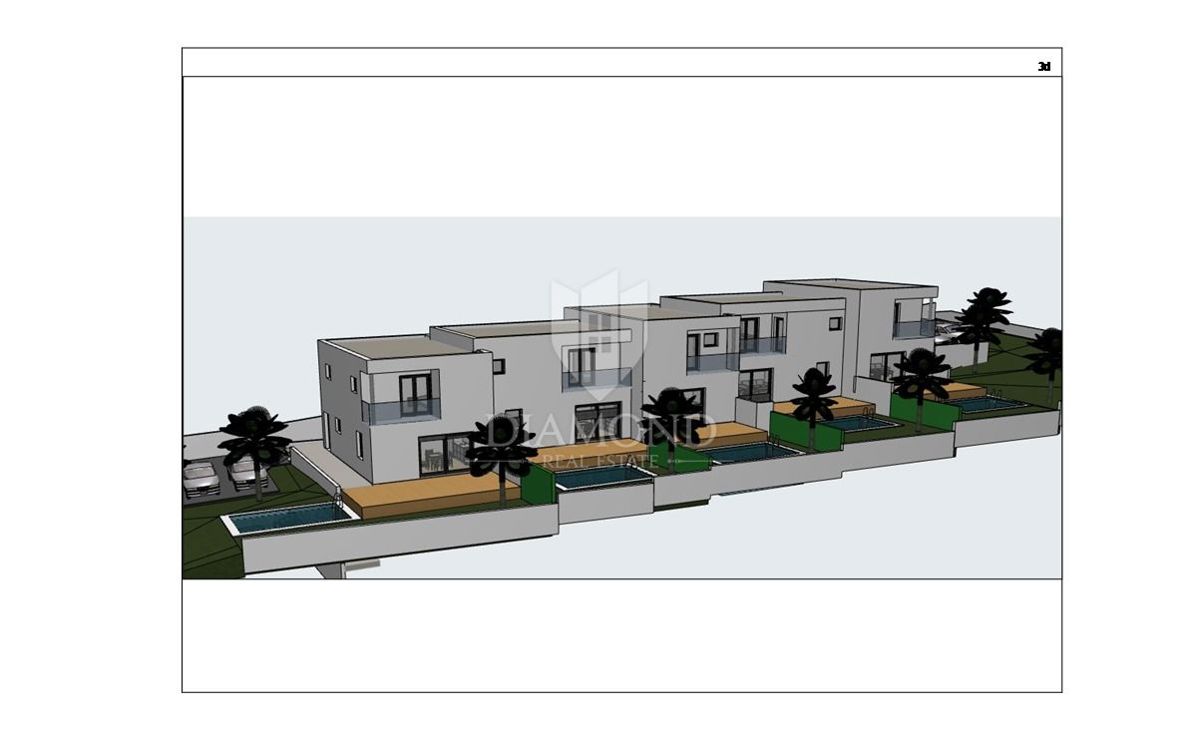 Poreč, okolica, zemljišče z dovoljenjem za 5 hiš v vrsti