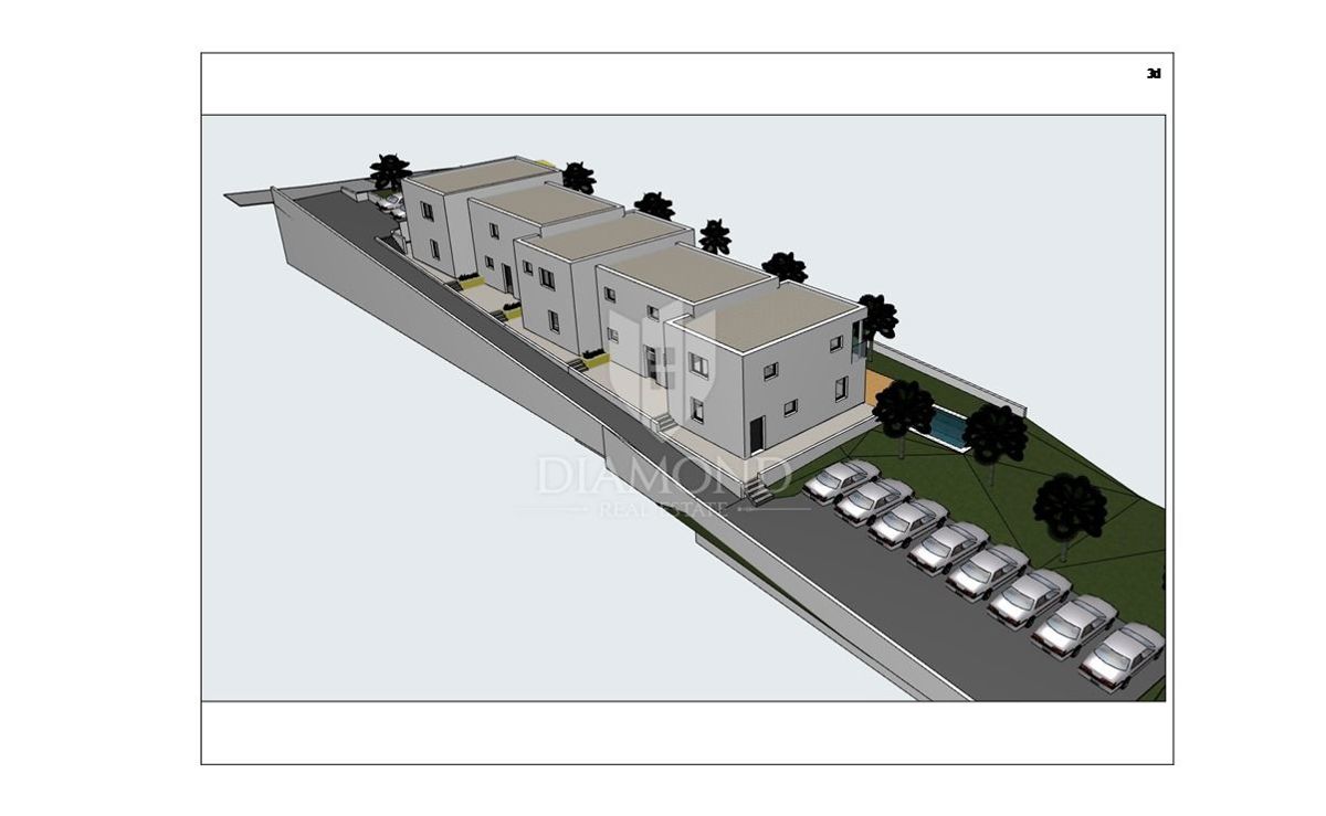 Poreč, okolica, zemljišče z dovoljenjem za 5 hiš v vrsti