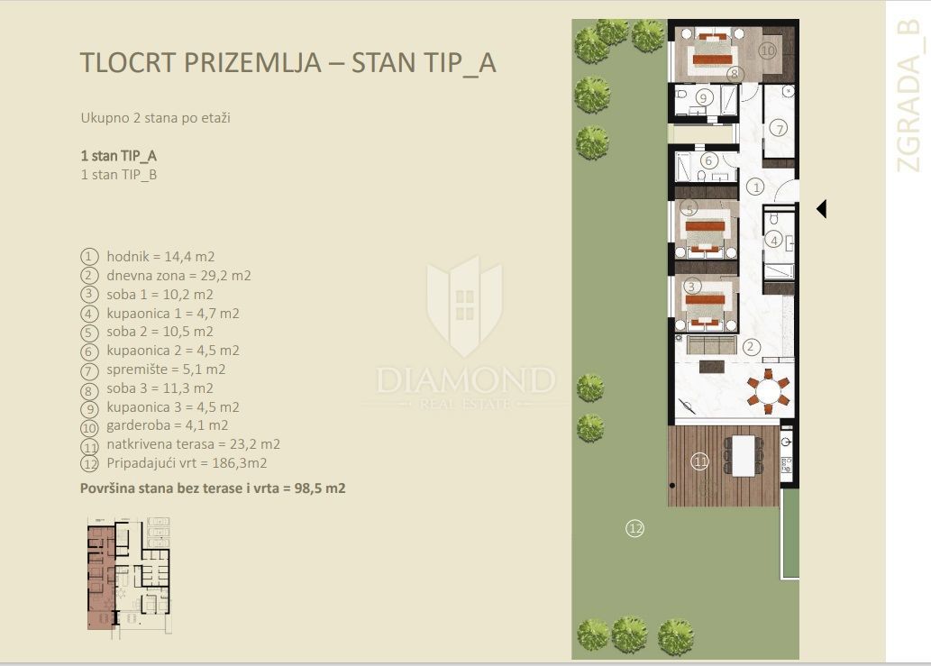 Apartmaj Novigrad, 98m2