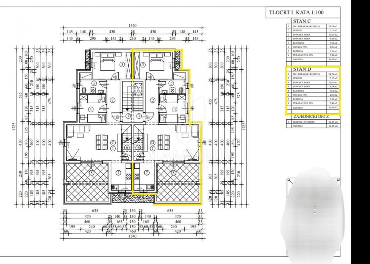 Poreč, okolica, dvoetažni trisobni apartma s pogledom na morje!