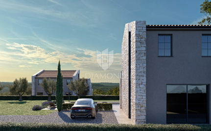 Sv. Lovreč okolica – moderna vila v gradnji z razgledom na Limski kanal