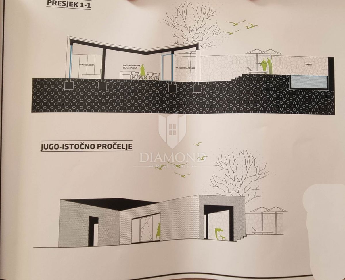 Rovinj, okolica, zemljišče s projektom - PRILOŽNOST!!!