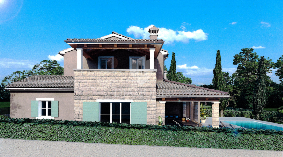 Poreč okolica – zemljišče 771 m² z dovoljenjem za vilo in bazen
