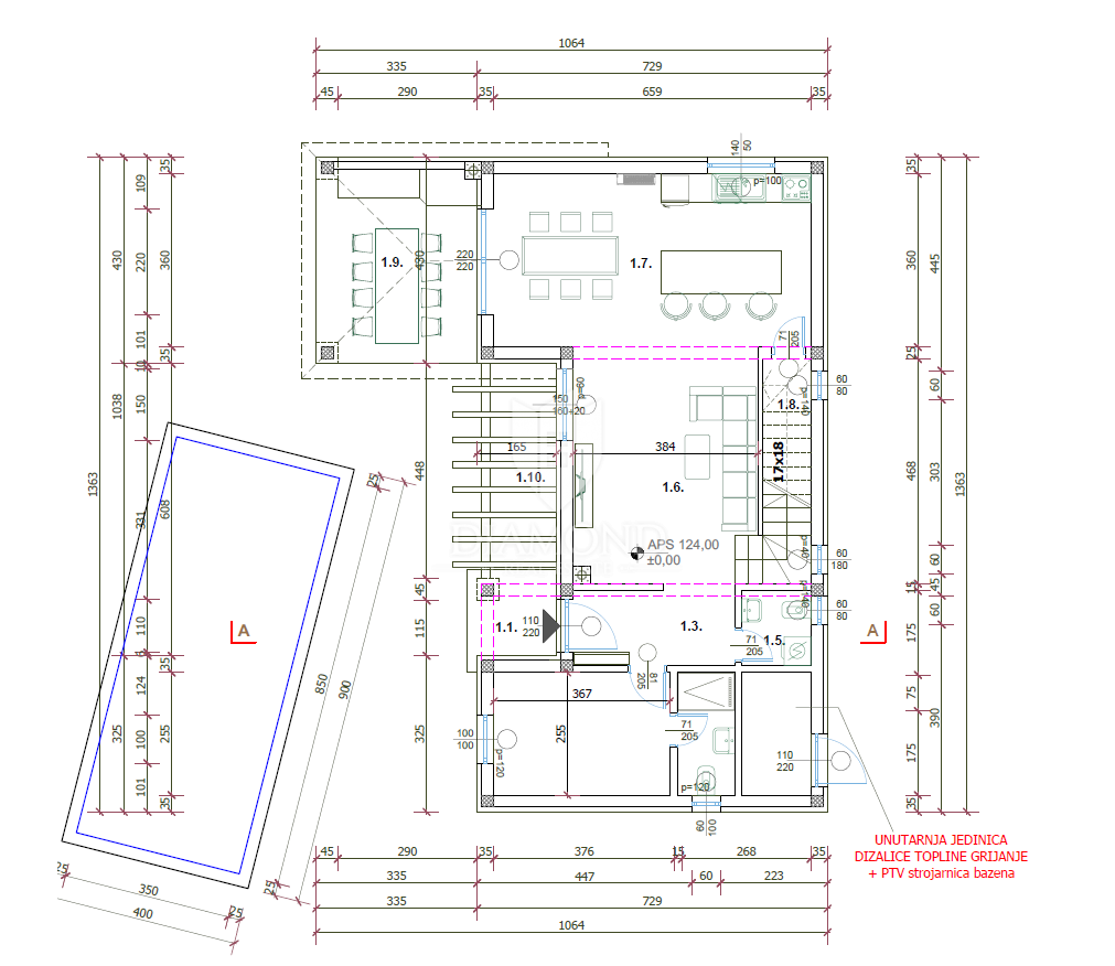 Žminj, okolica, nova hiša z bazenom v podeželski idili