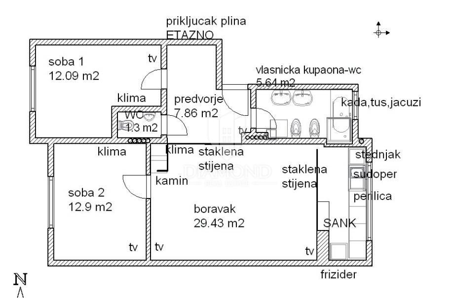 Apartmaj Sigečica, Trnje, 72m2