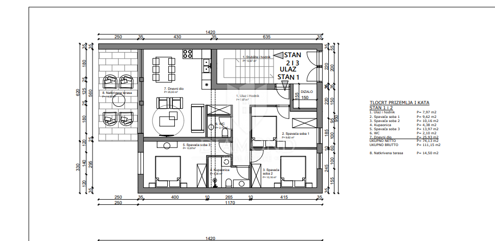 Apartmaj Poreč, 111,15m2