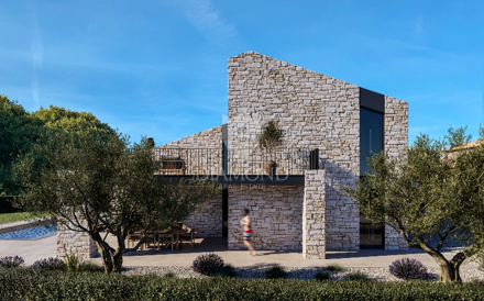 Sv. Lovreč okolica – moderna vila v gradnji z razgledom na morje