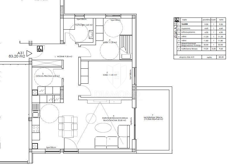 Apartmaj Veli vrh, Pula, 81,40m2