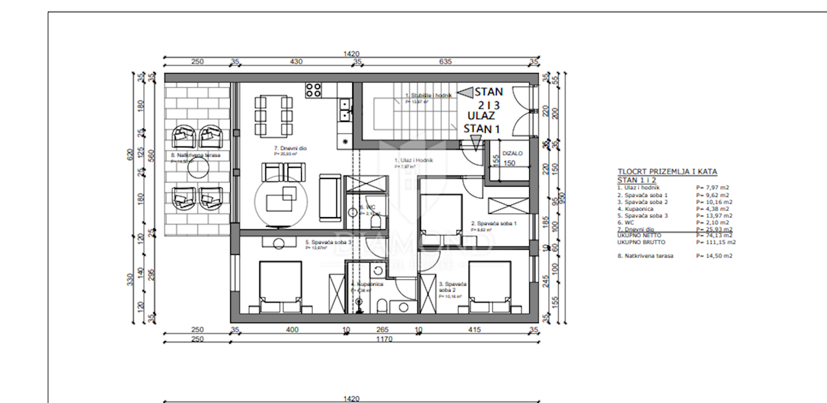 Apartmaj Poreč, 111,15m2