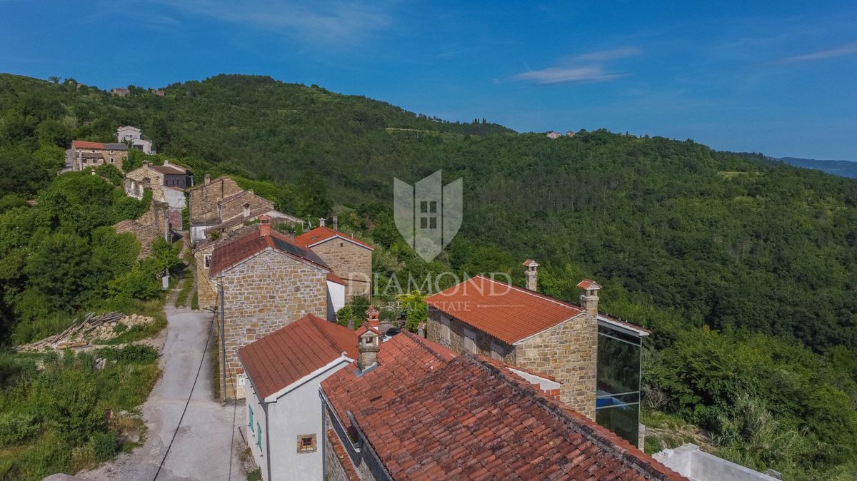 Motovun, Kamnita hiša s panoramskim pogledom na Motovun!