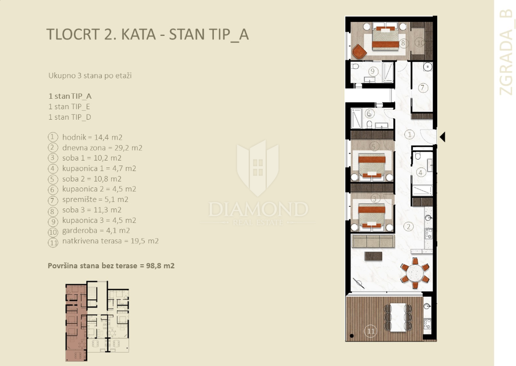 Apartmaj Novigrad, 98m2