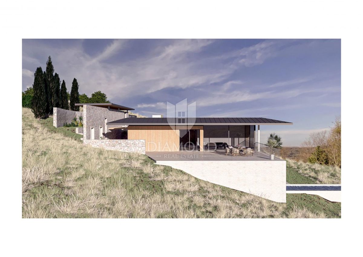 Buje, Krasica, zemljišče 2.000 m² z odprtim razgledom in projektom!