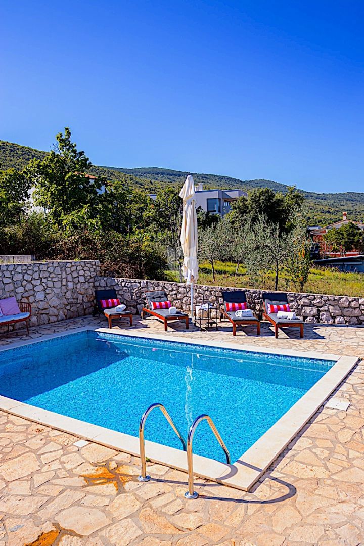 Labin, Rabac, počitniška hiša z dvema apartmajema, pogled na morje