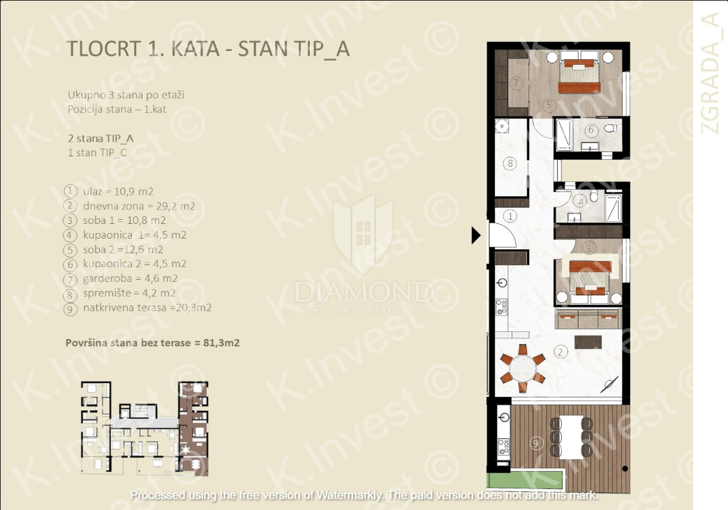 Apartmaj Novigrad, 98m2