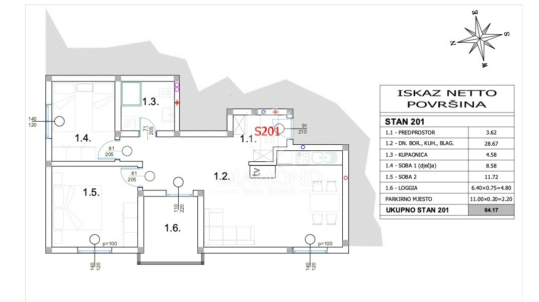 Apartmaj Peroj, Vodnjan, 64,17m2