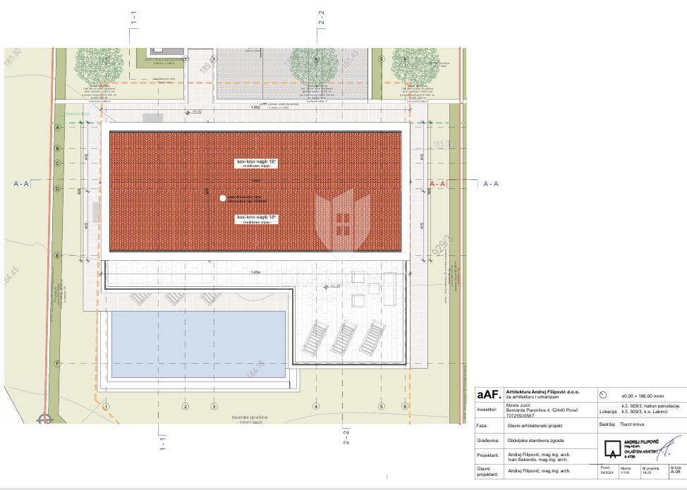Poreč – zemljišče 771 m² z dovoljenjem za vilo in bazen