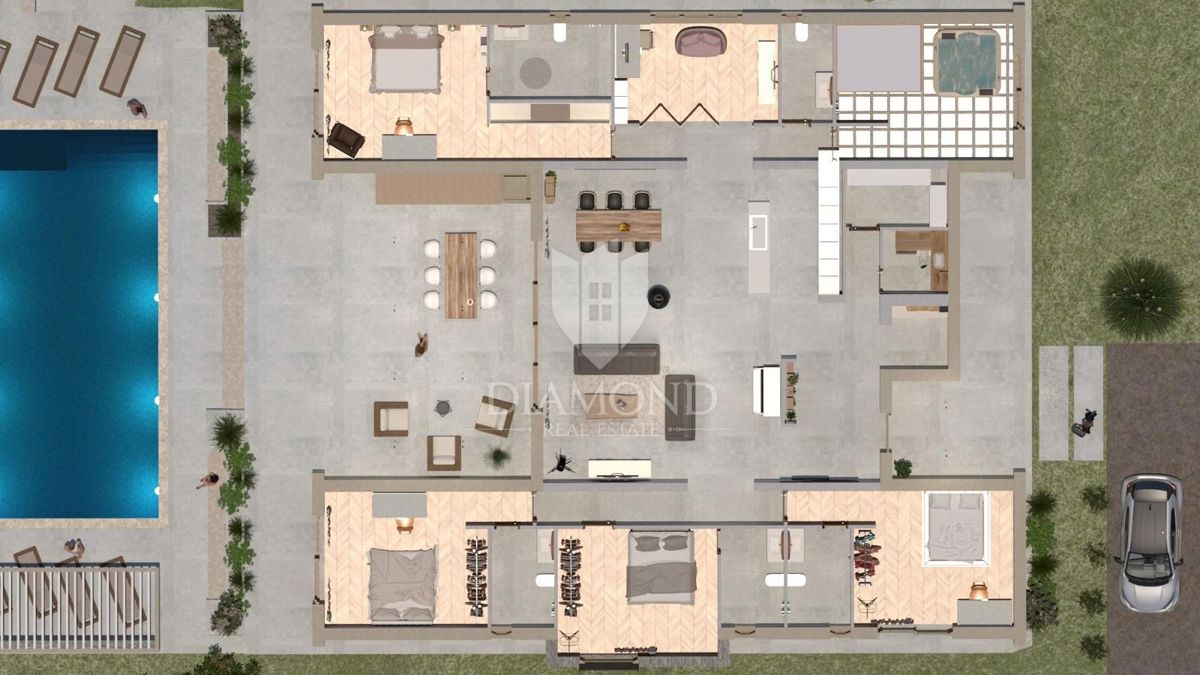 Moderna hiša z bazenom v gradnji - v bližini Labina, Istra