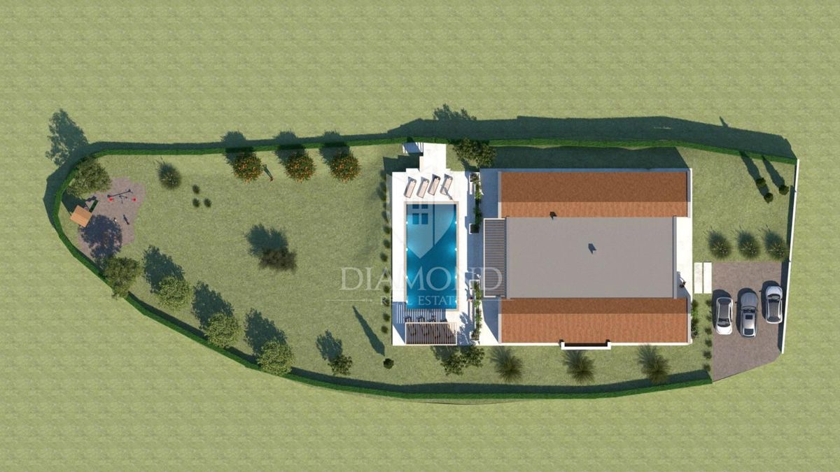 Moderna hiša z bazenom v gradnji - v bližini Labina, Istra