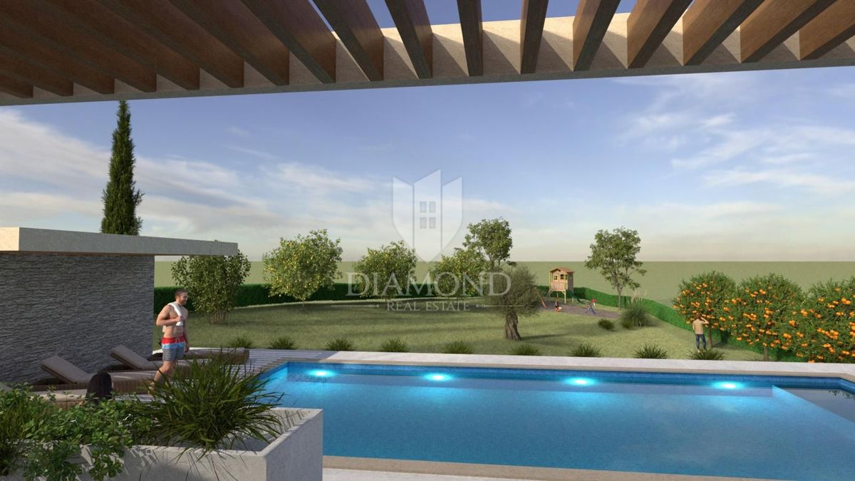 Moderna hiša z bazenom v gradnji - v bližini Labina, Istra