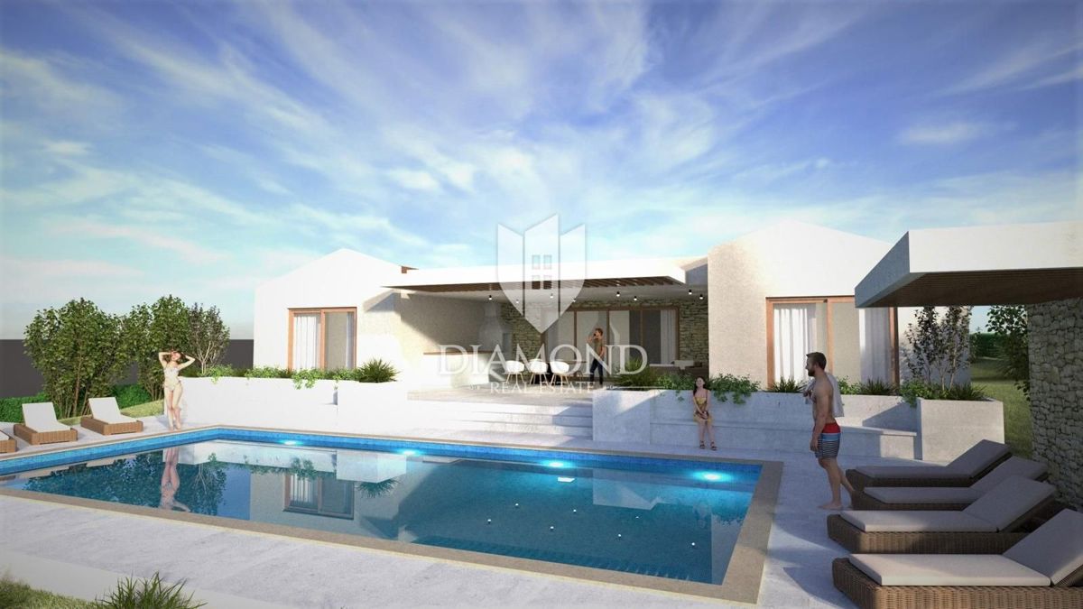 Moderna hiša z bazenom v gradnji - v bližini Labina, Istra