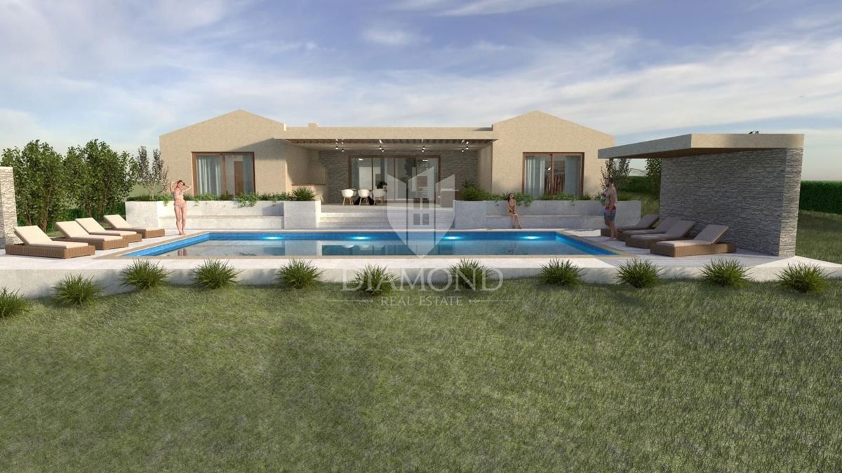 Moderna hiša z bazenom v gradnji - v bližini Labina, Istra