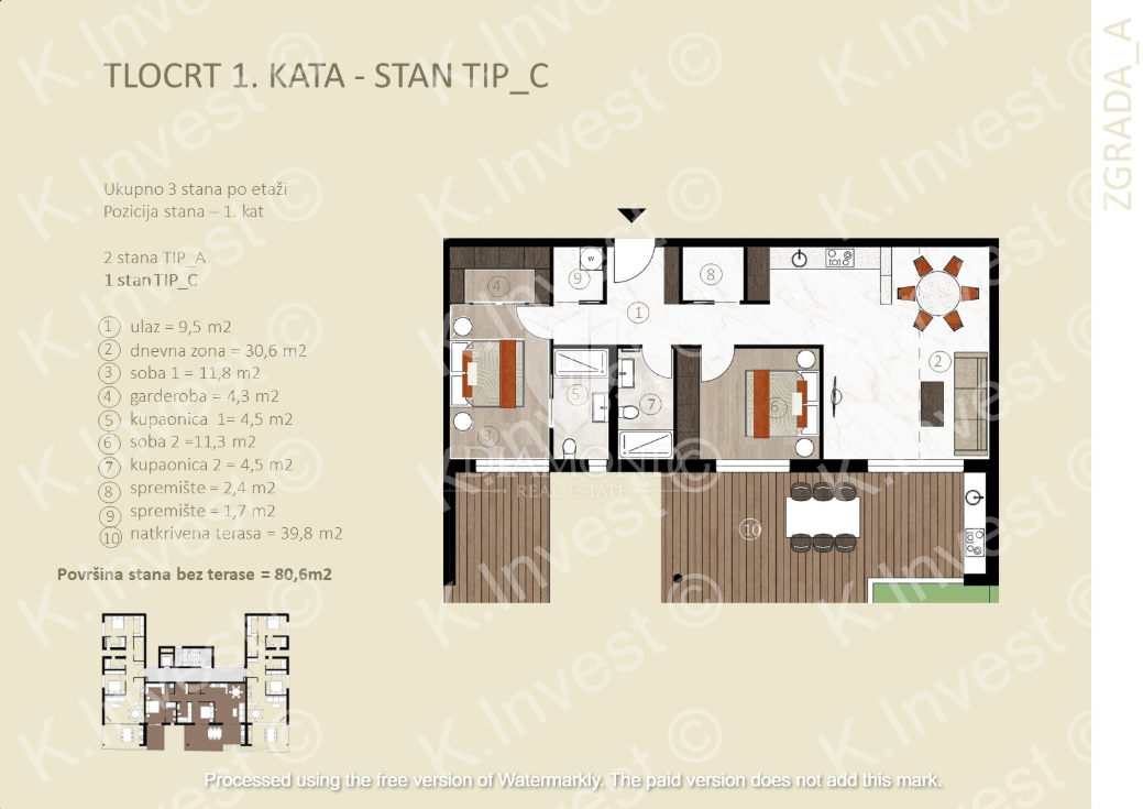 Apartmaj Novigrad, 98m2