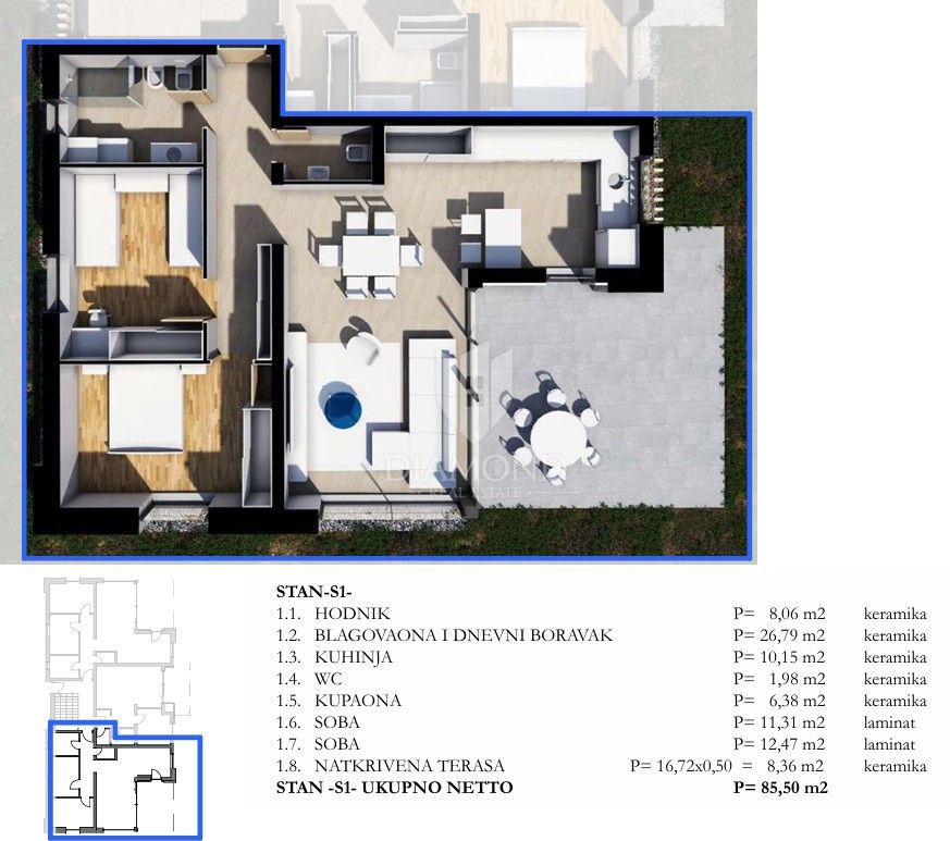 Apartmaj Labin, 85,50m2