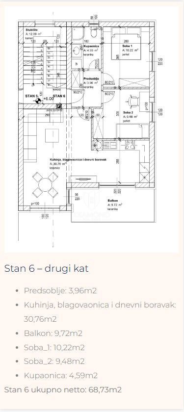 Apartmaj Sroki, Viškovo, 68,73m2