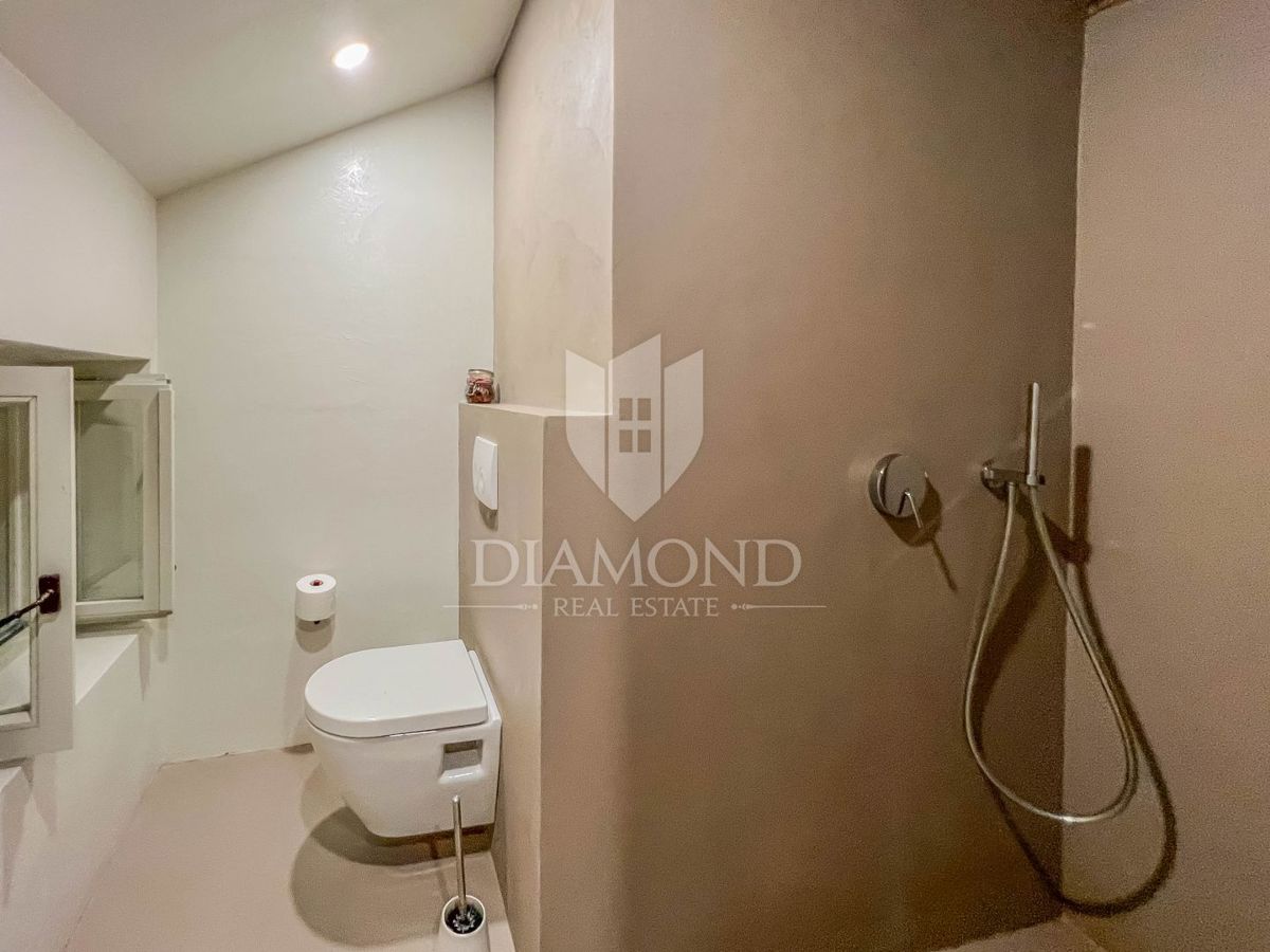 Okolica Oprtlja, dizajnerska kamnita hiša z bazenom