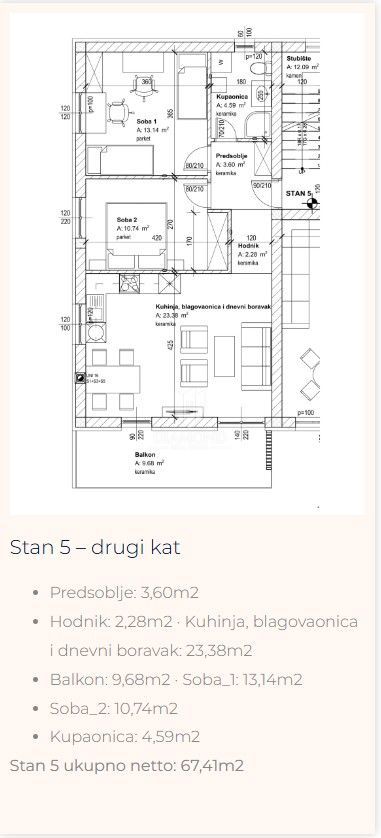 Apartmaj Sroki, Viškovo, 67,41m2