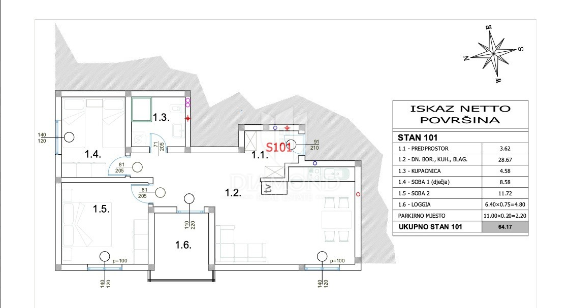 Apartmaj Peroj, Vodnjan, 64,17m2