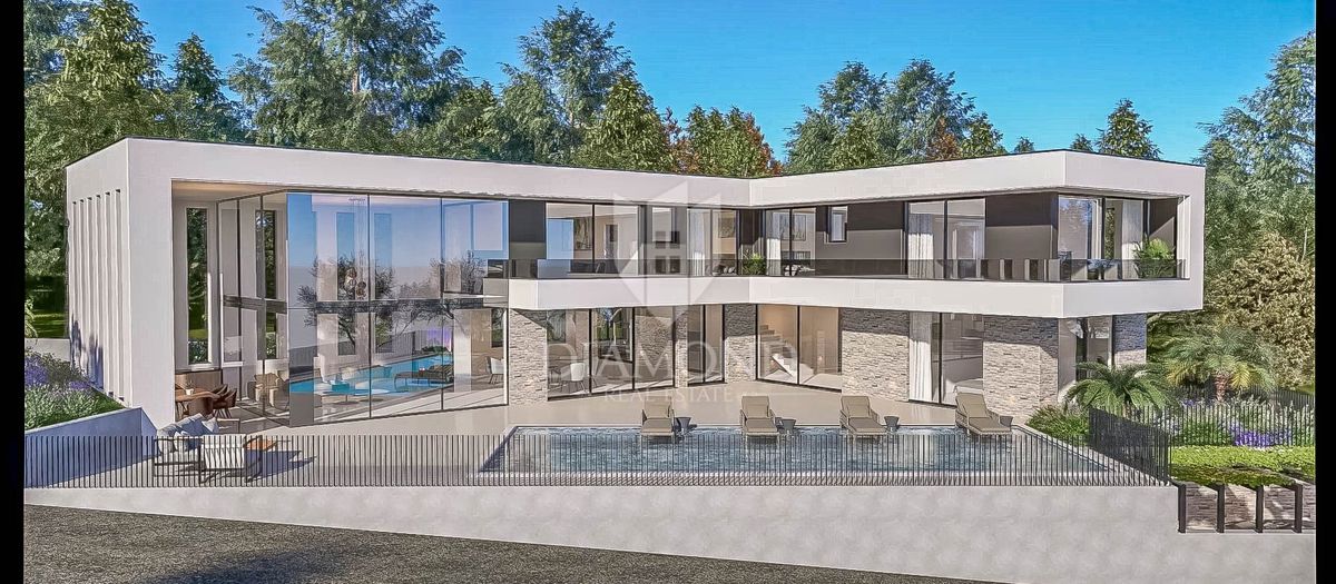 Rovinj, okolica, projekt za vilo na zemljišču s pogledom na morje