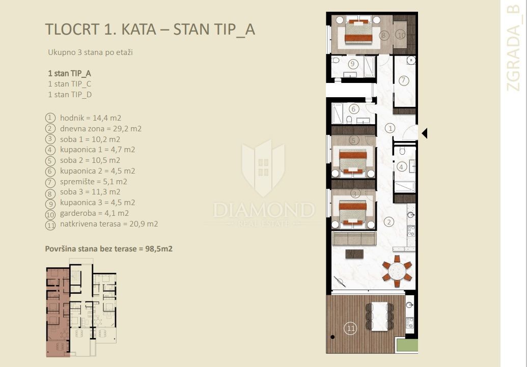Apartmaj Novigrad, 98m2