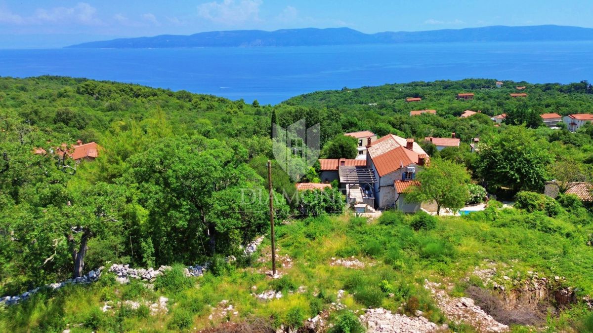 Labin, okolica, gradbena parcela, pogled na morje