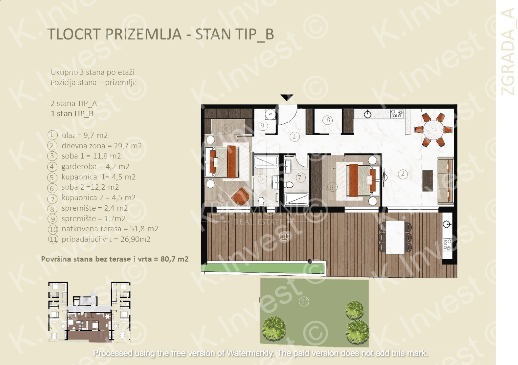 Apartmaj Novigrad, 98m2