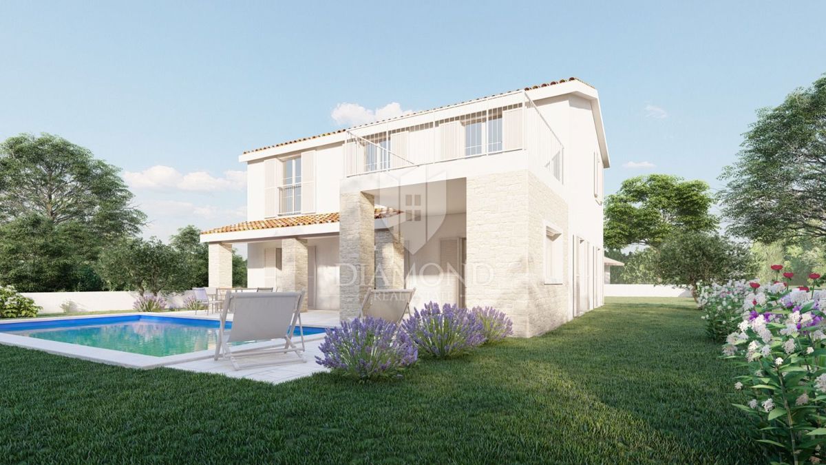 Poreč, okolica – roh-bau, fantastična vila s pogledom na morje