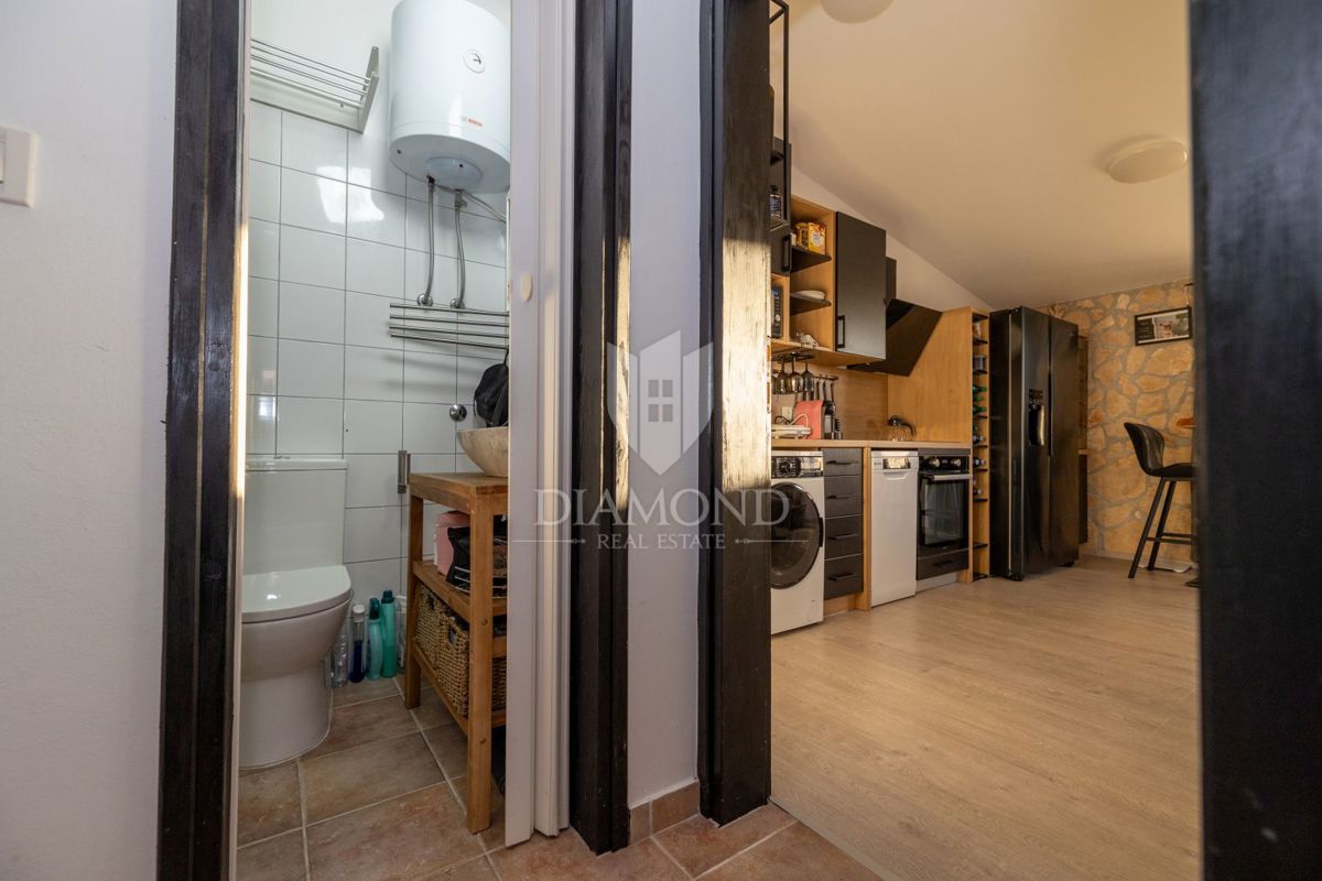 Moderno stanovanje z razkošno teraso in jacuzzijem, pogled na morje