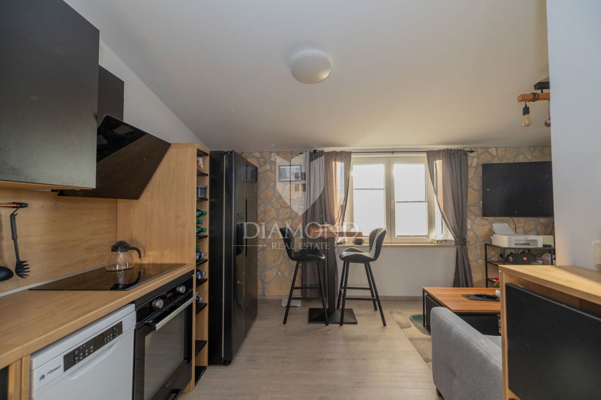 Moderno stanovanje z razkošno teraso in jacuzzijem, pogled na morje