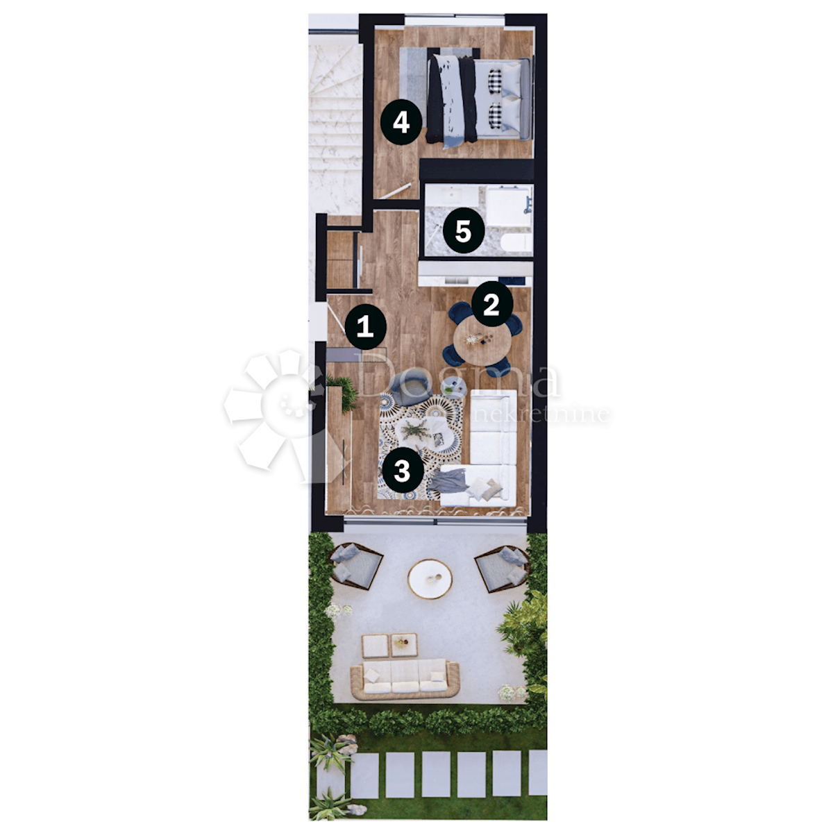 Apartment with garden in a luxury resort