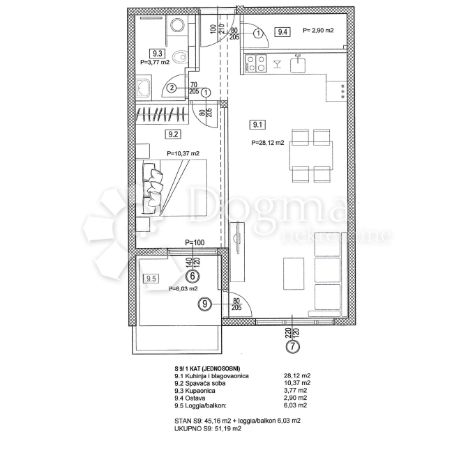 Stanovanje Seget Donji, Seget, 51,19m2