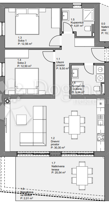 Stanovanje Tribunj, 75,01m2