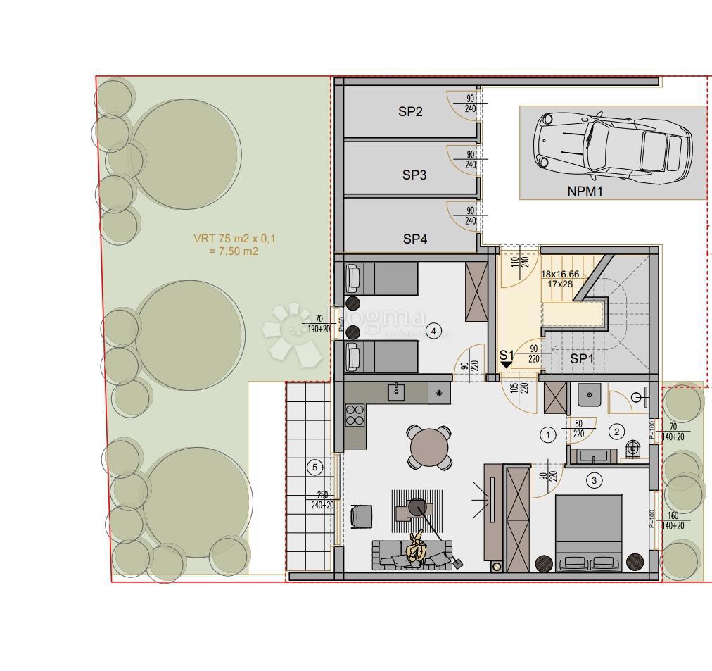 Stanovanje Kaštanjer, Pula, 72,42m2