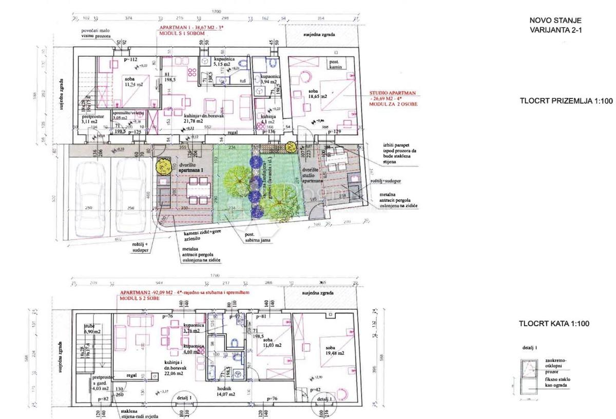 Nova hiša v Funtani s 3 apartmaji