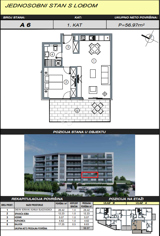 Stanovanje Makarska, 56,41m2