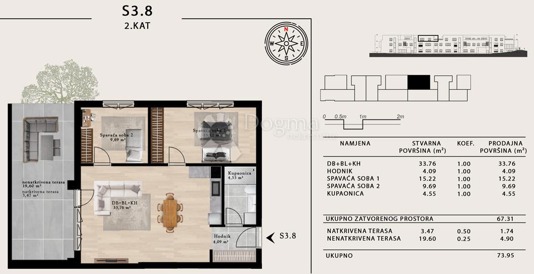Stanovanje Sveta Klara, Novi Zagreb - Zapad, 48,28m2