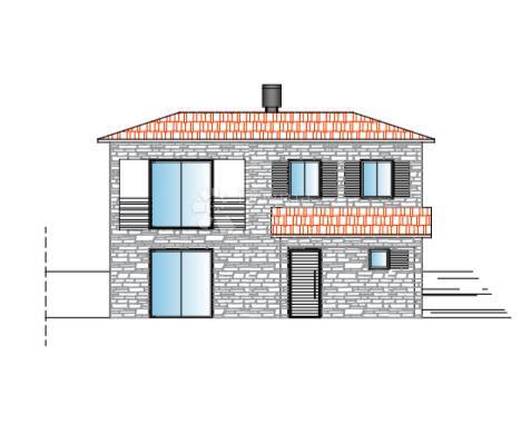 ZEMLJIŠČE S KAMNITO HIŠO, ČUDOVITIM RAZGLEDOM IN PROJEKTOM ZA HIŠO Z BAZENOM