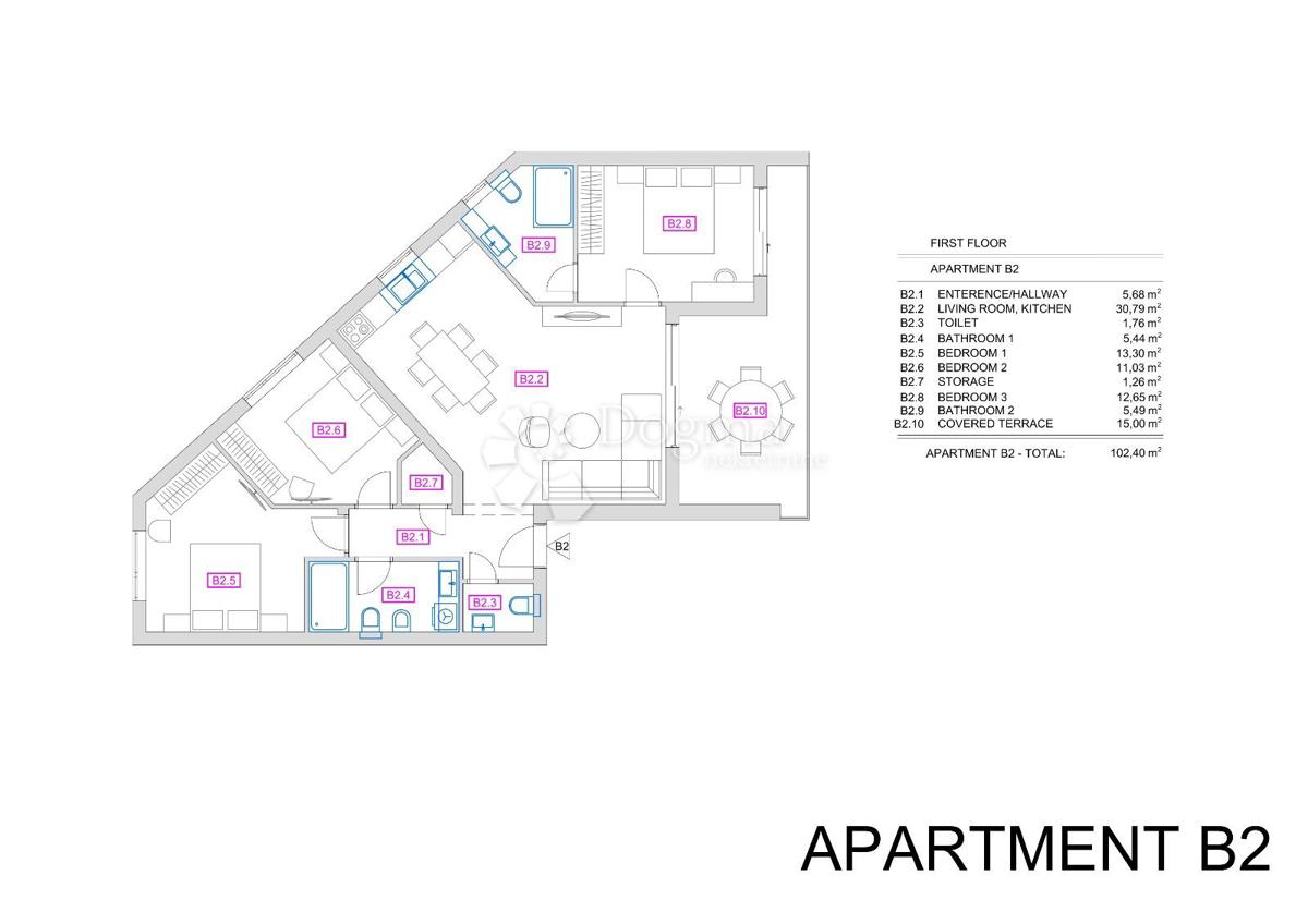 Apartma Vrbnik, 102,40m2