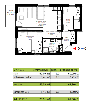 Stanovanje Novi Marof, 61,98m2
