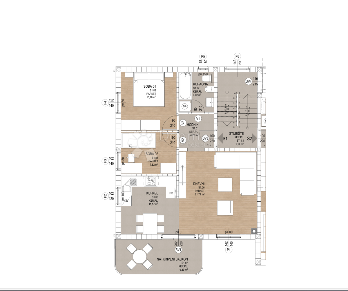 Stanovanje Kosi, Viškovo, 65,70m2